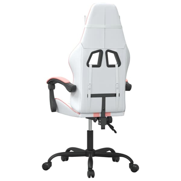 Gamingstol vit och rosa konstläder