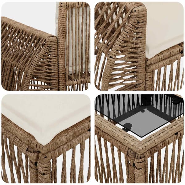 Trädgårdsoffset 5 pcs Beige och krämvit konstrotting