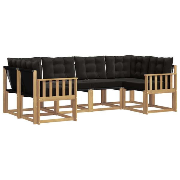 Utomhussoffset med kudde 6 pcs Vit och svart