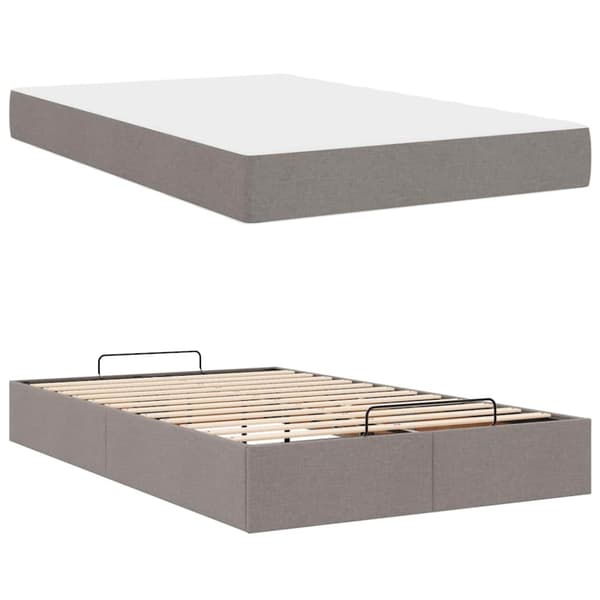 Sängram med madrass 2 pcs Taupe tyg