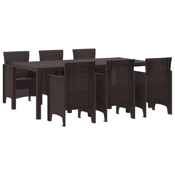 Trädgårdsmöbelset 7 pcs Brun Polypropylen