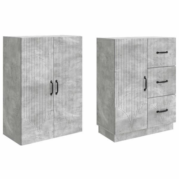 Skåpset 2 pcs Betonggrå Konstruerat trä