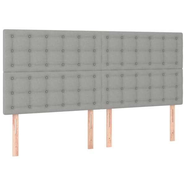 Ramsäng med madrass & LED ljusgrå 180x200 cm tyg