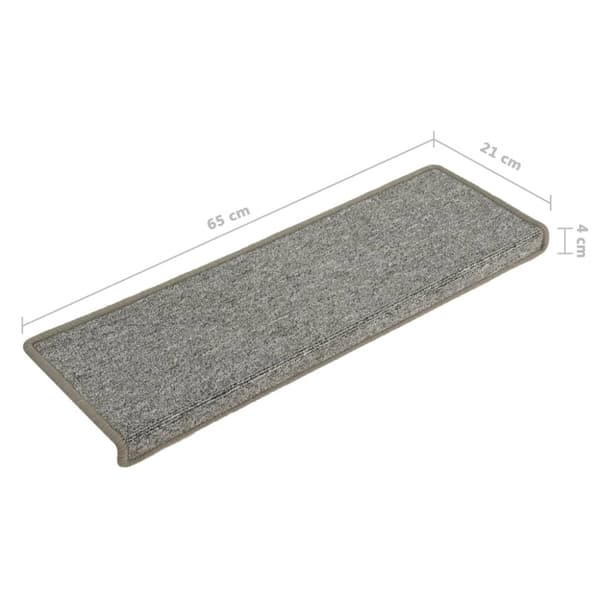 Trappmattor 15 st 65x21x4 cm ljusgrå rektangulär kant