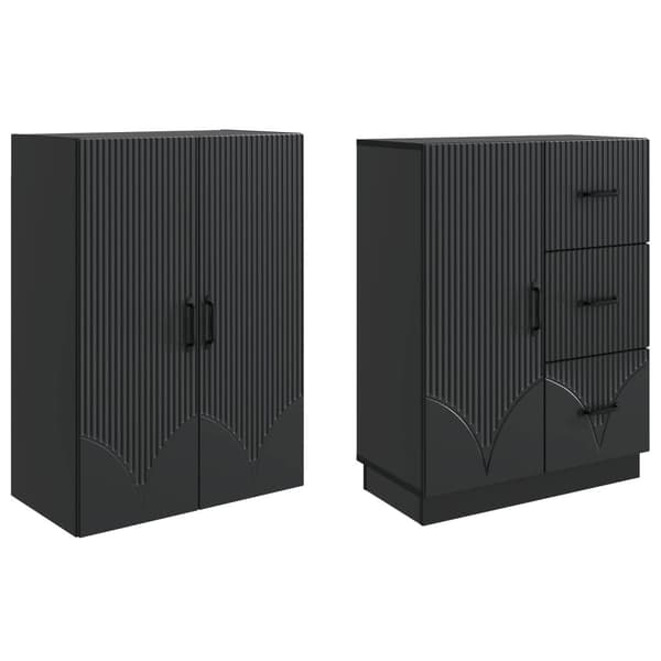 Skåpset 2 pcs Svart Konstruerat trä