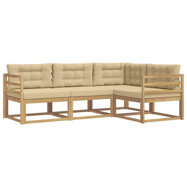 Utomhussoffset med kudde 3 pcs Vit och Beige Polyester