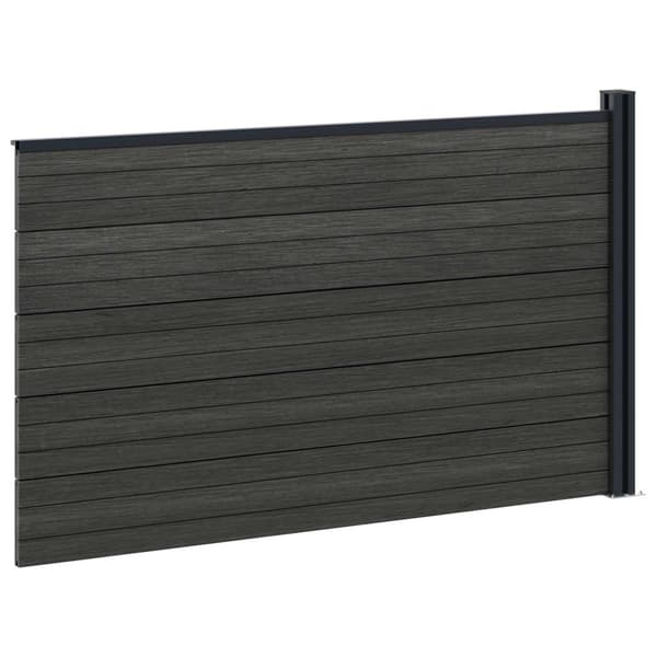 Stängselpanel WPC och aluminium Svart
