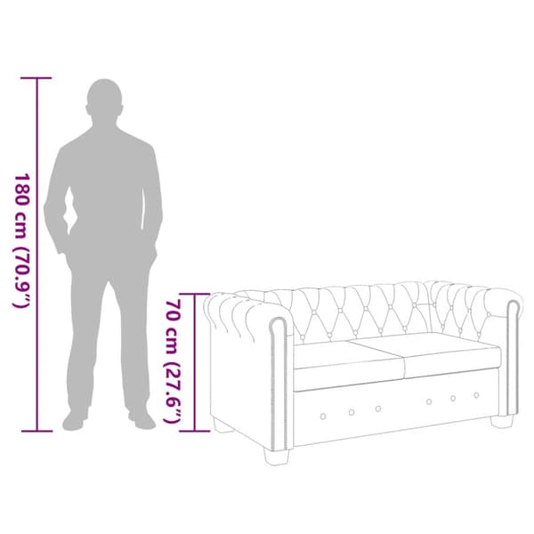 Chesterfield 2-sits konstläder vit