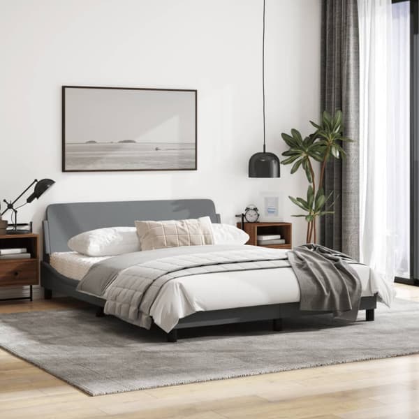 Bed Frame "Dover" Light Grey 160x200 cm Fabric