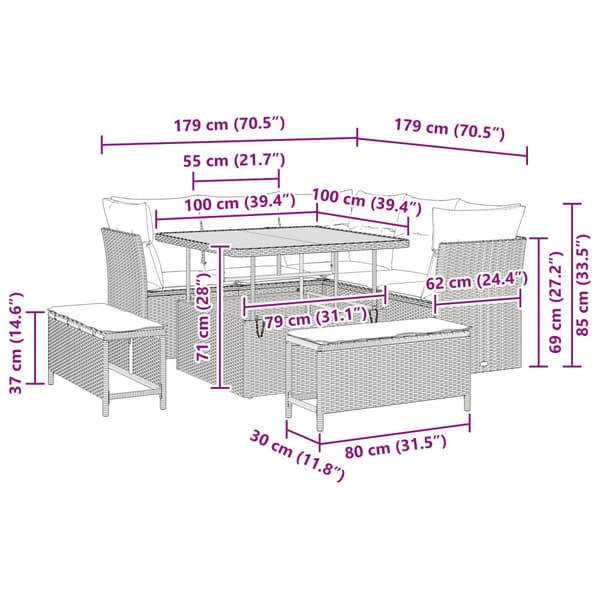 Trädgårdsoffset 8 pcs Svart konstrotting