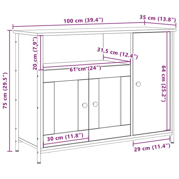 Sideboard Artisan Ek 100 x 35 x 75 cm
