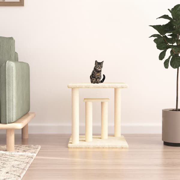 Klöspelare med plattform gräddvit 50 cm