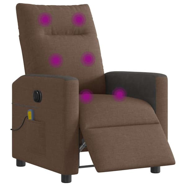 Elektrisk massagefåtölj brun tyg