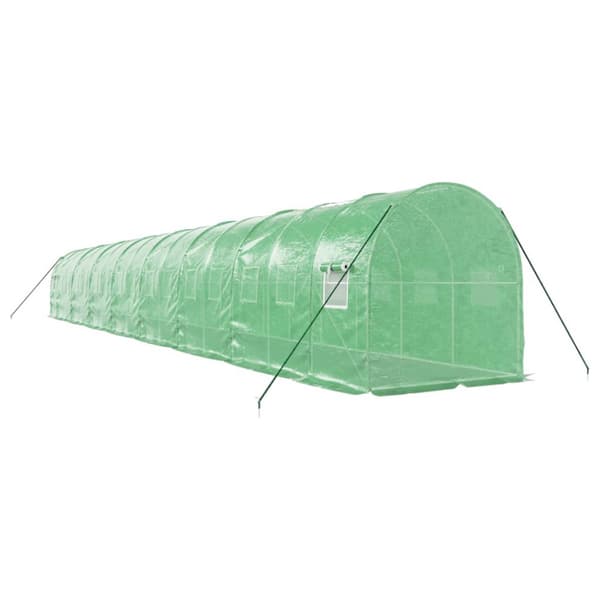 Växthus med stålram grön 32 m² 16x2x2 m