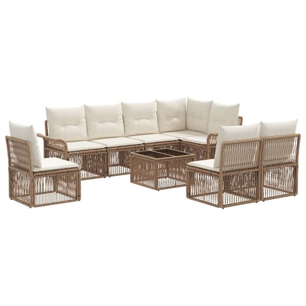 Trädgårdsoffset 9 pcs Beige konstrotting
