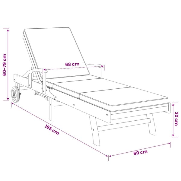 Solstol med dyna 100% Polyester Solid-Teak