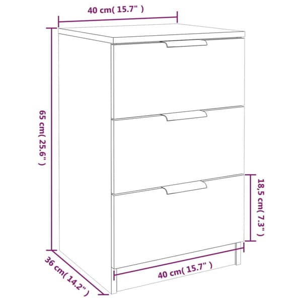 Sängbord vit 40x36x65 cm