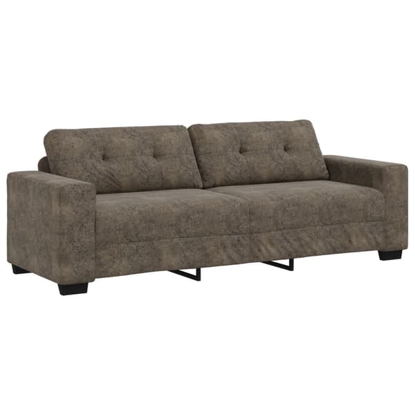 3-Sits soffa Mörkgrå 220 cm Faux Mockaläder