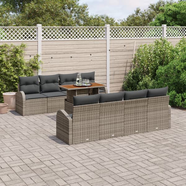 Trädgårdsoffset med lagring 9 pcs Grå Poly rattan