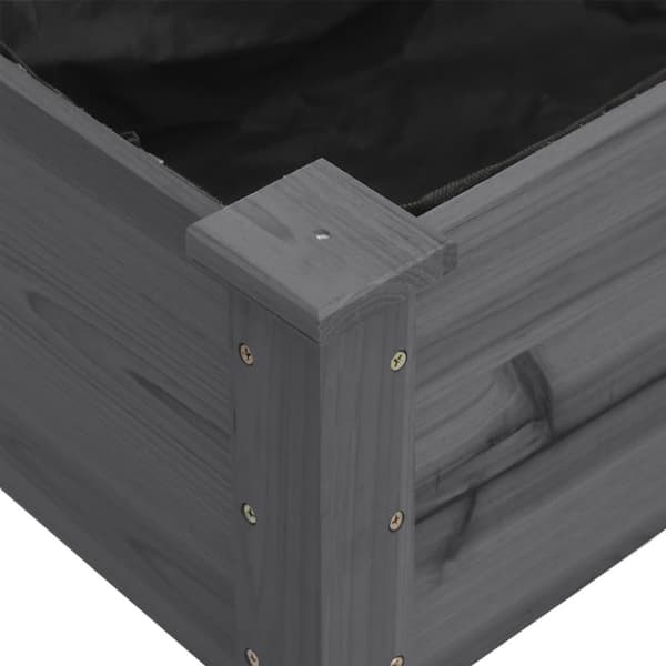 Odlingslåda med foder grå 161x45x76 cm massivt granträ