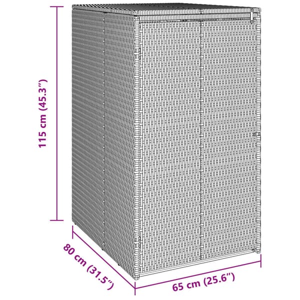 Avfallshink Box Grå 65 x 80 x 115 cm polyeten