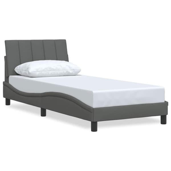 Bed Frame without Mattress "Hanko" Dark Grey 90x200 cm Fabric