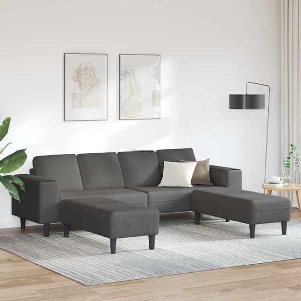 Soffa Mörkgrå 250 x 188 x 76 cm Kordread tyg