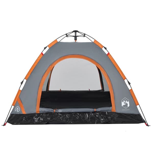 Campingtält 3 personer grå och orange snabbrest