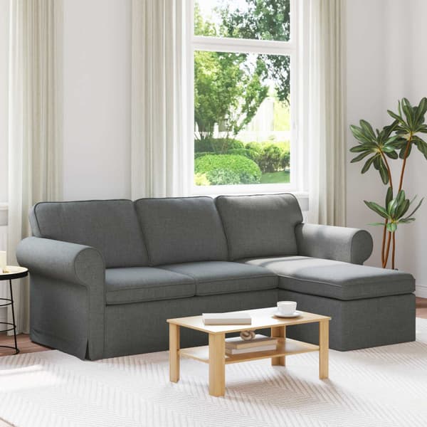 Soffa Mörkgrå 215 x 138 x 80 cm tyg