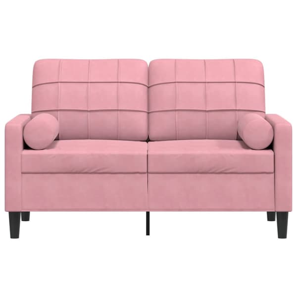 2-sitssoffa med prydnadskuddar rosa 120 cm sammet