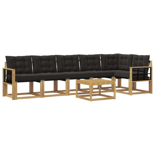 Utomhussoffset med kudde 7 pcs Vit och svart
