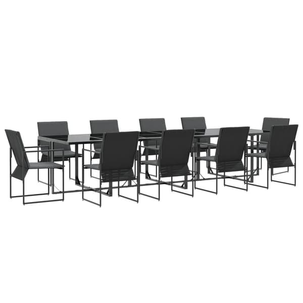 Trädgårdsmöbelset 11 pcs Svart Stål