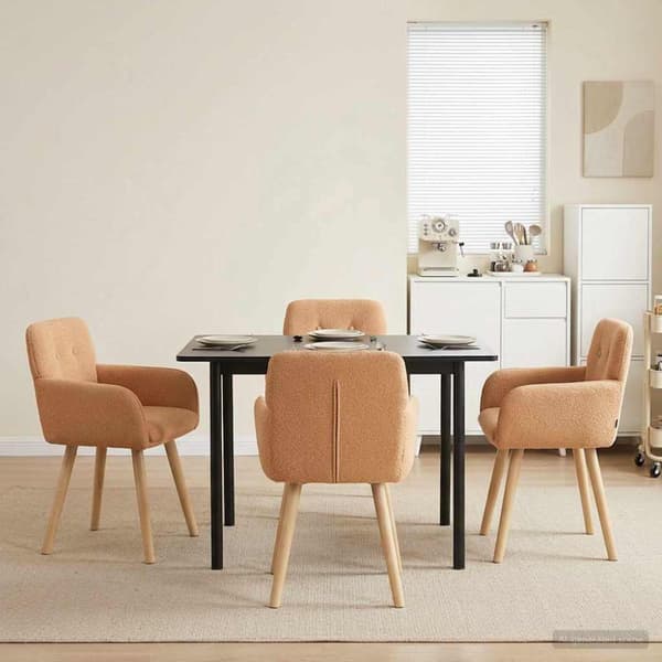 Matstolar 4 pcs Bouclé Beige 59 x 57 x 85 cm