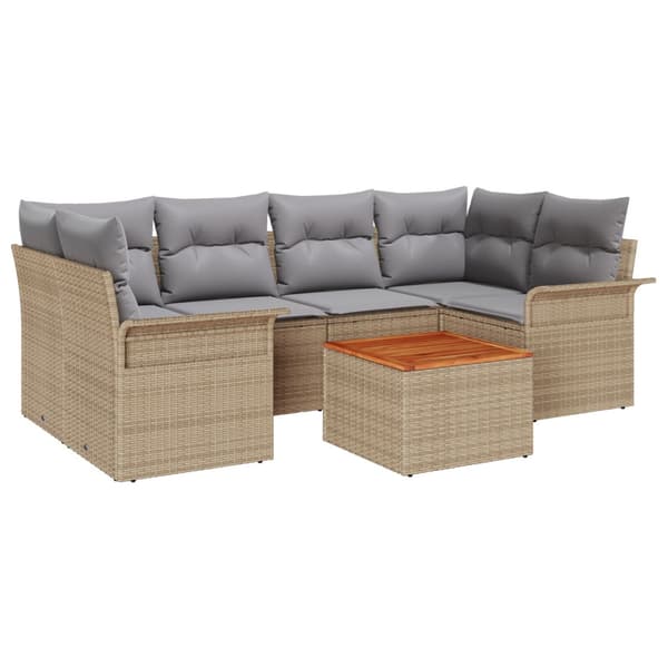 Trädgårdsoffset 7 pcs Beige och Ljusgrå konstrotting