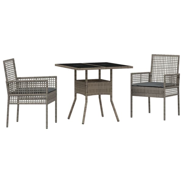 Trädgårdsmöbelset 3 pcs Grå konstrotting