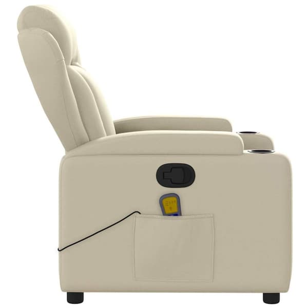 Massagefåtölj krämfärgad konstläder