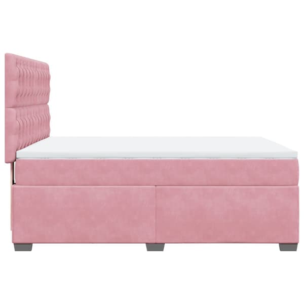Ramsäng med madrass rosa 140x190 cm sammet