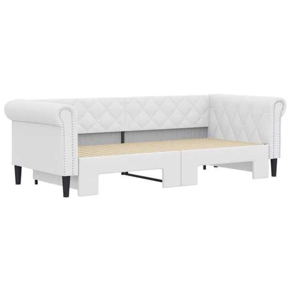 Dagbädd utdragbar vit 90x200 cm konstläder