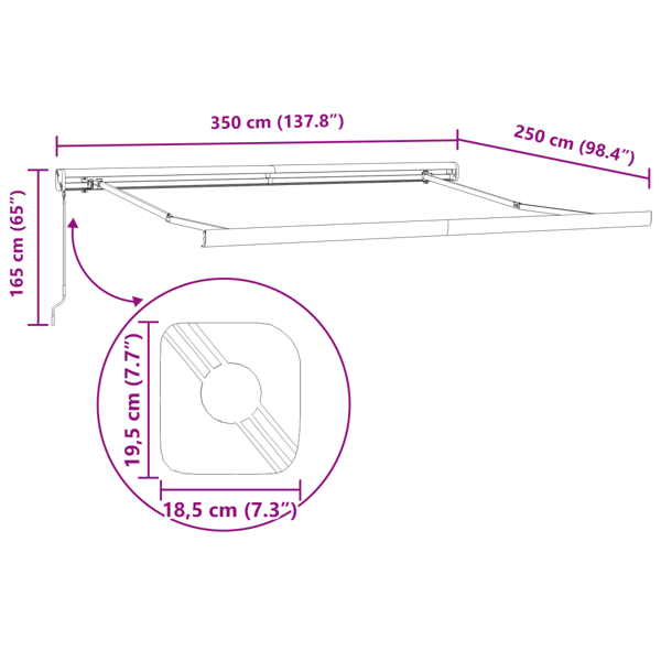 Utdragbar markis Flerfärgsdesign 350 x 250 cm