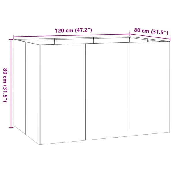 Planteringskärl 120x80x80 cm rostfritt stål