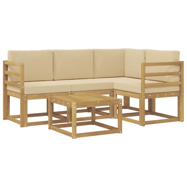 Utomhussoffset med kudde 5 pcs Vit och Beige