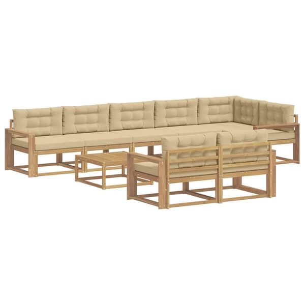 Utomhussoffset 9 pcs Vit och Beige 79 x 79 x 37 cm Polyester