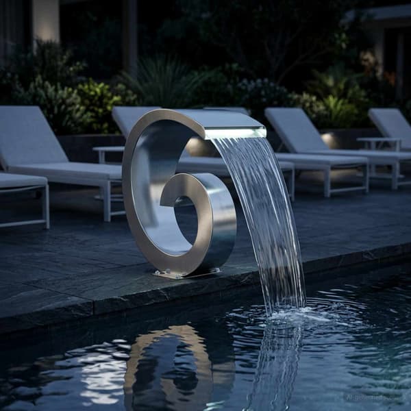 Poolvattenfall med LED Rostfritt Stål 304 50 x 30 x 53 cm