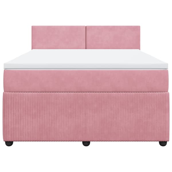 Ramsäng med madrass rosa 140x200 cm sammet