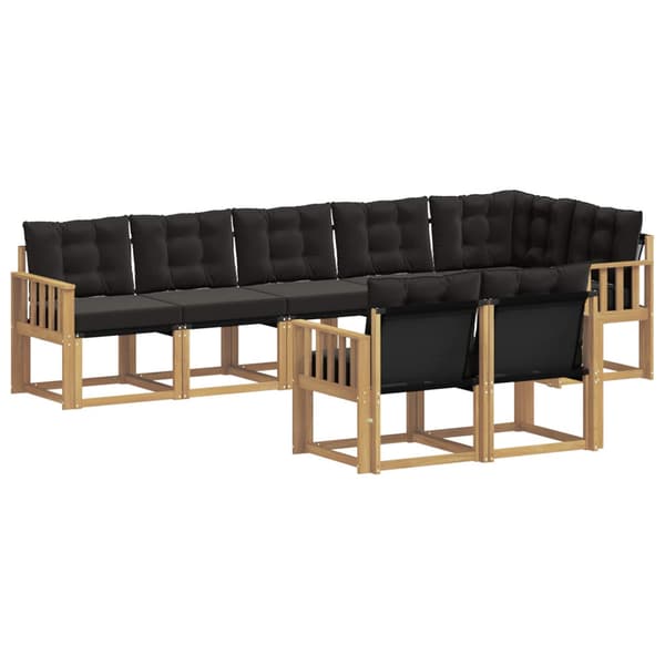 Utomhussoffset med kudde 8 pcs Vit och svart