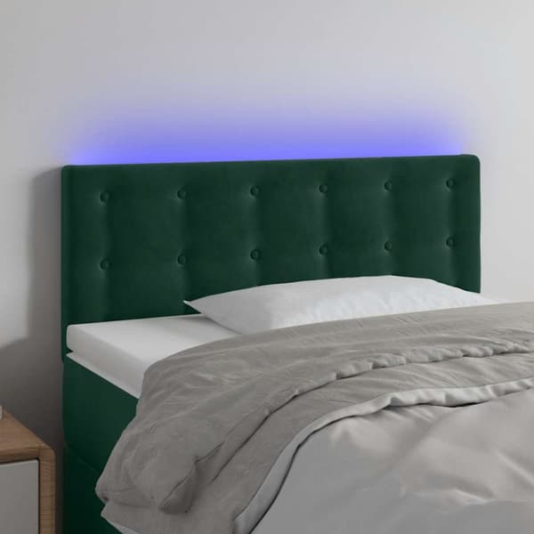 Sänggavel LED mörkgrön 90x5x78/88 cm sammet