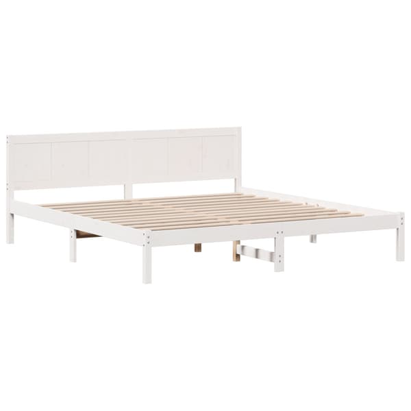 Sängram Vit 200 x 200 cm Massivt tallträ