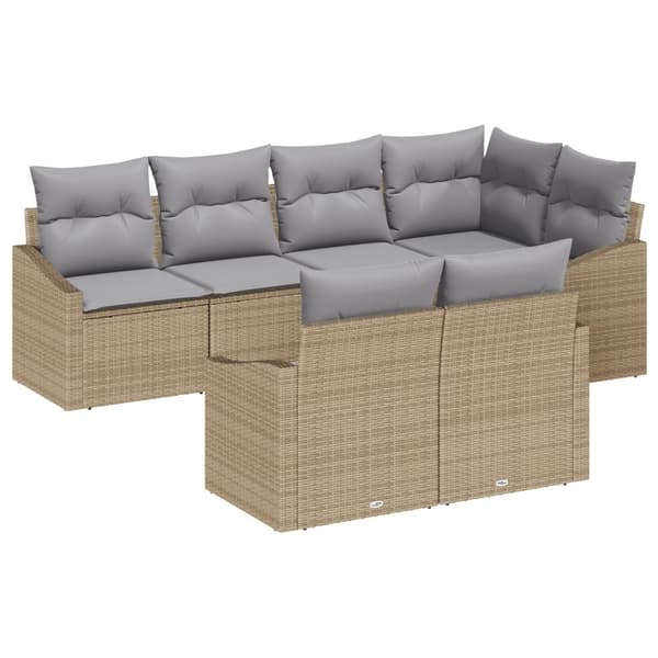 Soffset med kudde 7 pcs Beige konstrotting