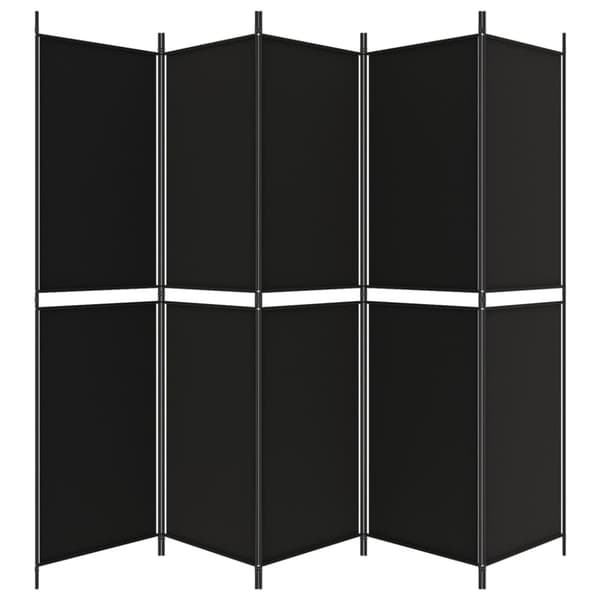 Rumsavdelare 5 paneler svart 250x200 cm tyg