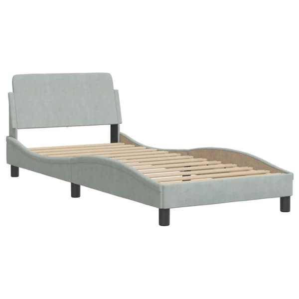 Bed with Mattress Light Grey 90x190 cm Velvet